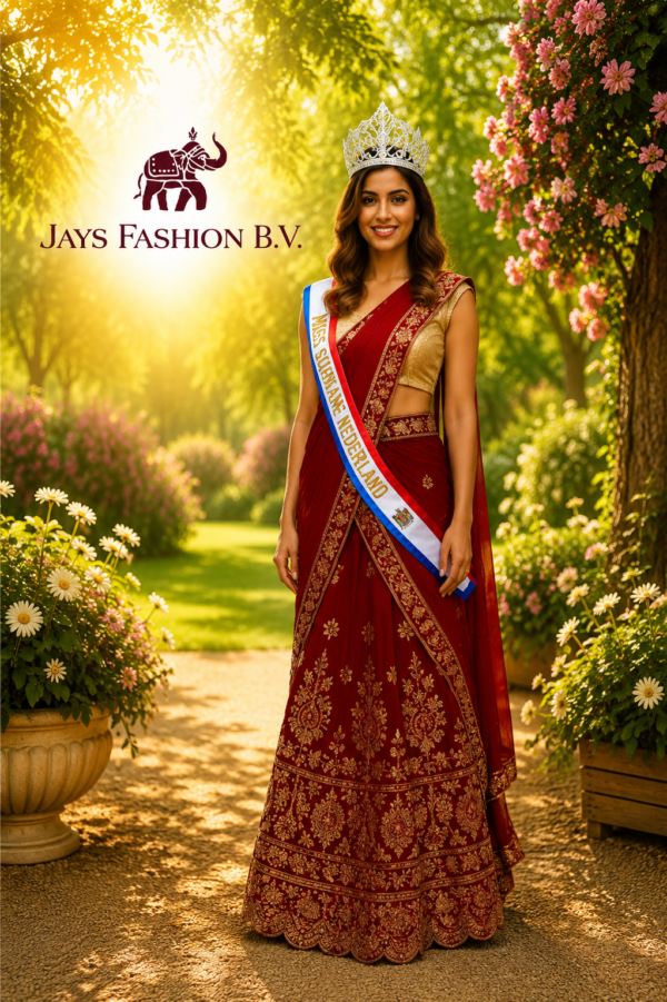 Lahenga compleet in rood.