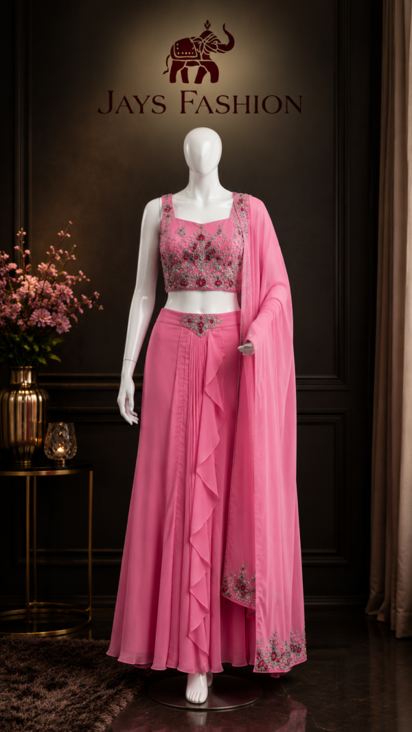 Paarse Lehenga Set met Luxe Borduursel
