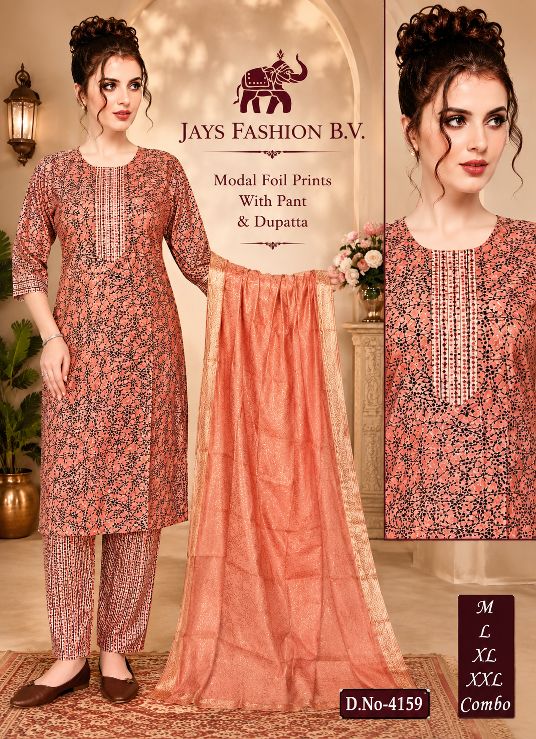 Print Salwar Suit – Oudroze - Afbeelding 2
