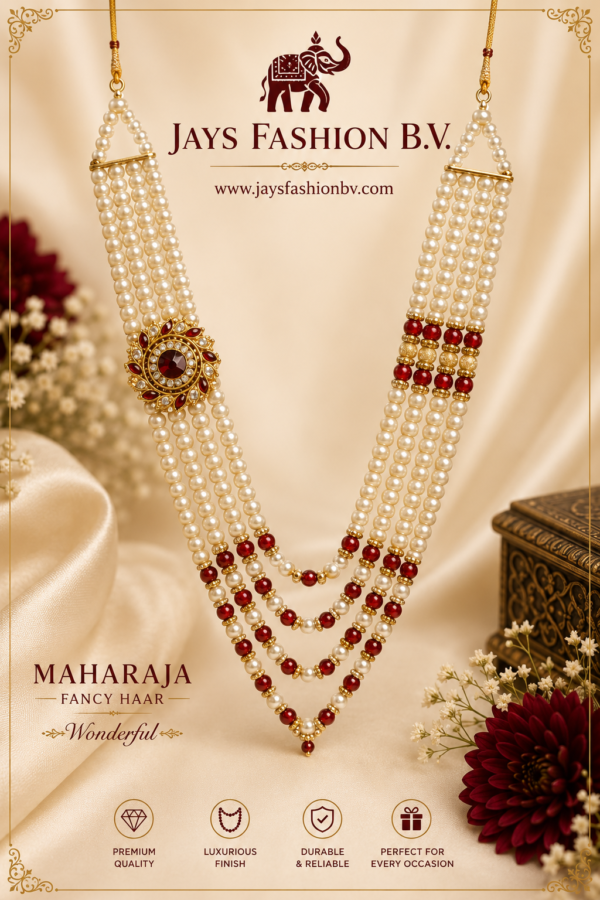Maharaja Fancy – Parelketting met Rode Accenten