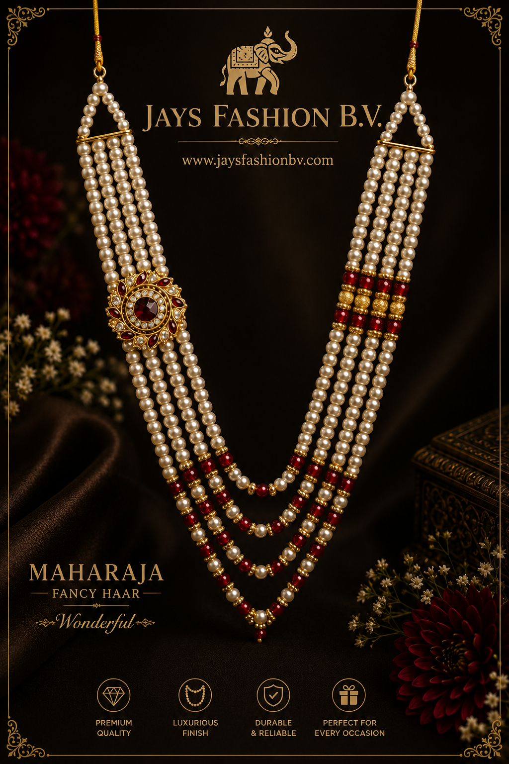 Maharaja Fancy – Parelketting met Rode Accenten - Afbeelding 2