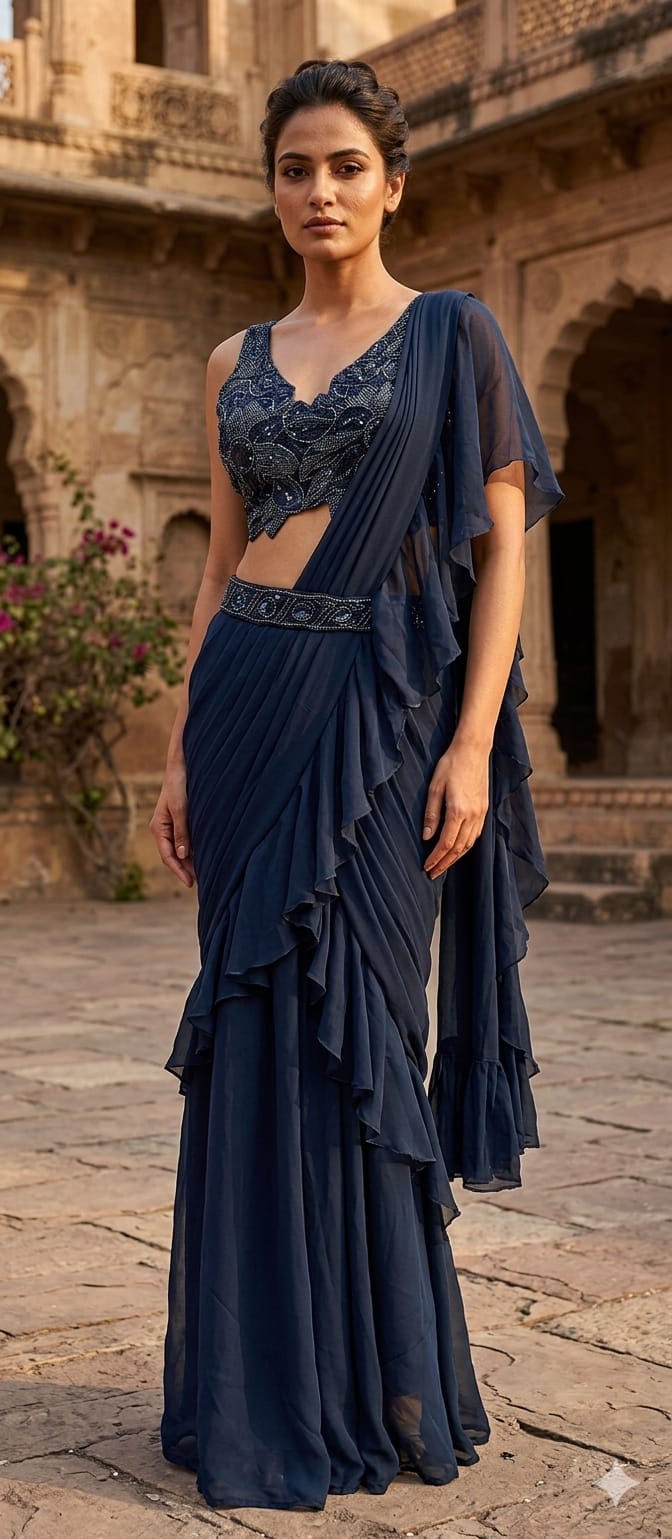 Paarse Lehenga Set met Luxe Borduursel - Afbeelding 7