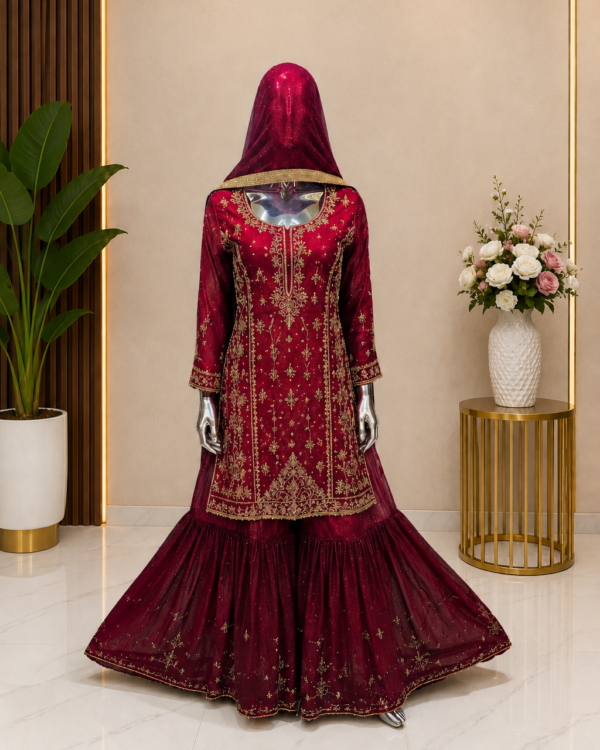 Bordeaux Luxe Sharara Set – Tijdloze Elegantie