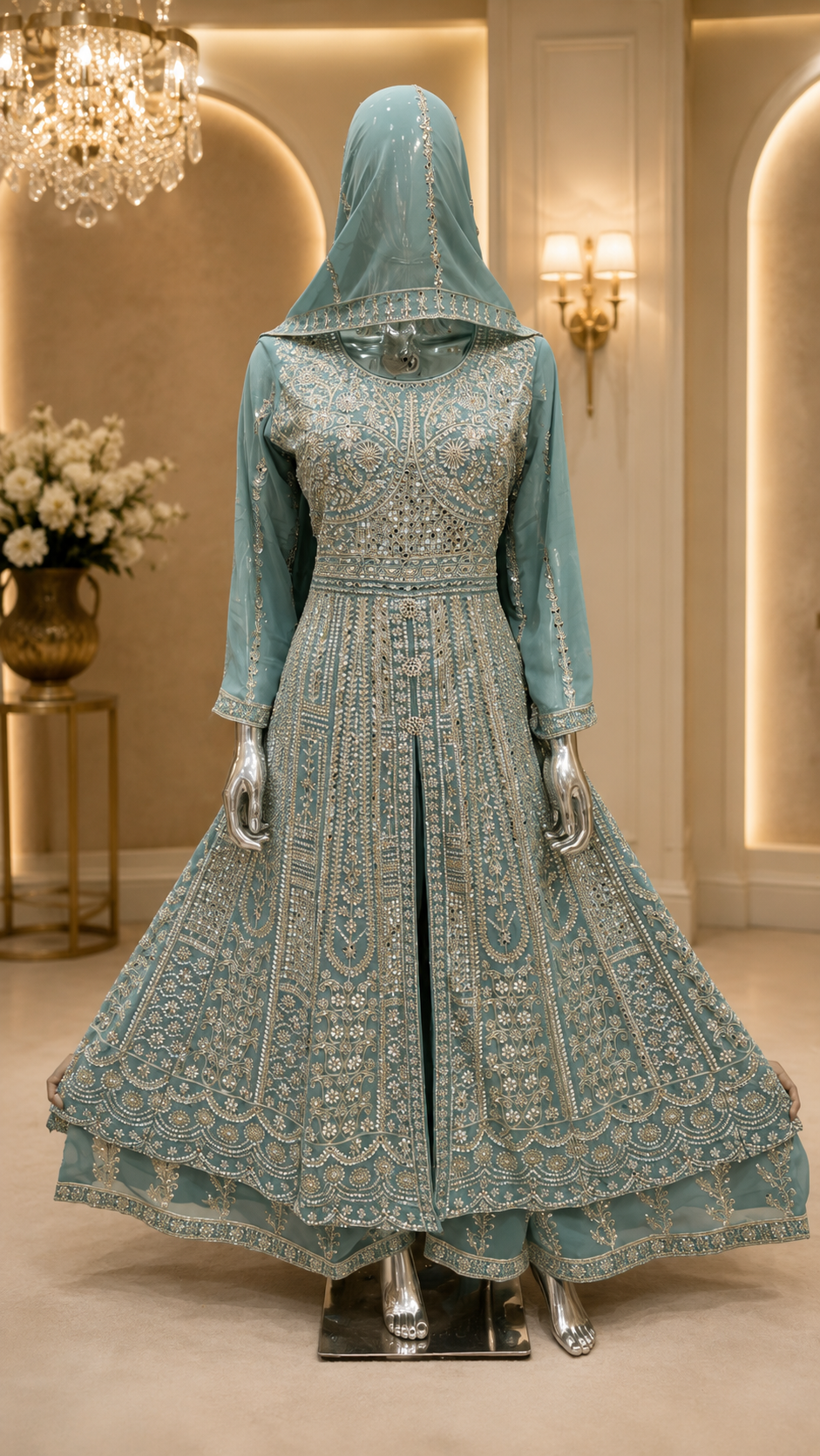 Luxe Bridal Gharara Set – Elegantie in Elk Detail - Afbeelding 2