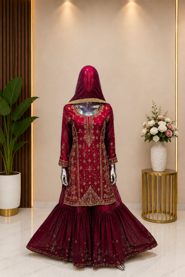 Bordeaux Luxe Sharara Set – Tijdloze Elegantie