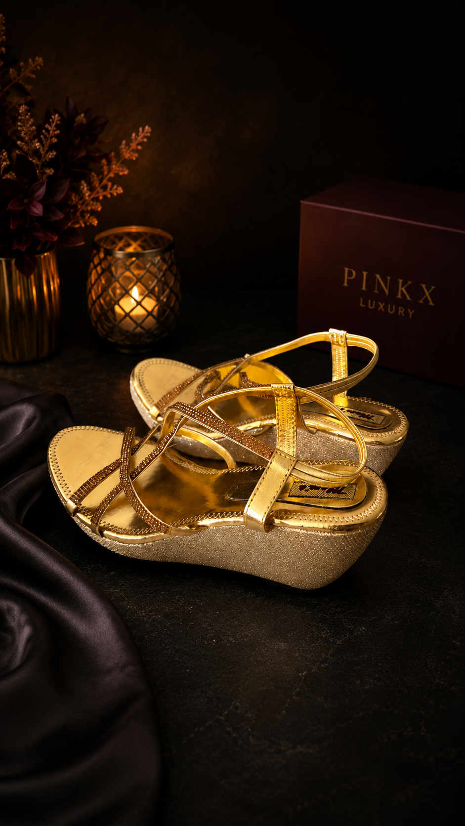 Gouden Dames Sandalen met Sleehak