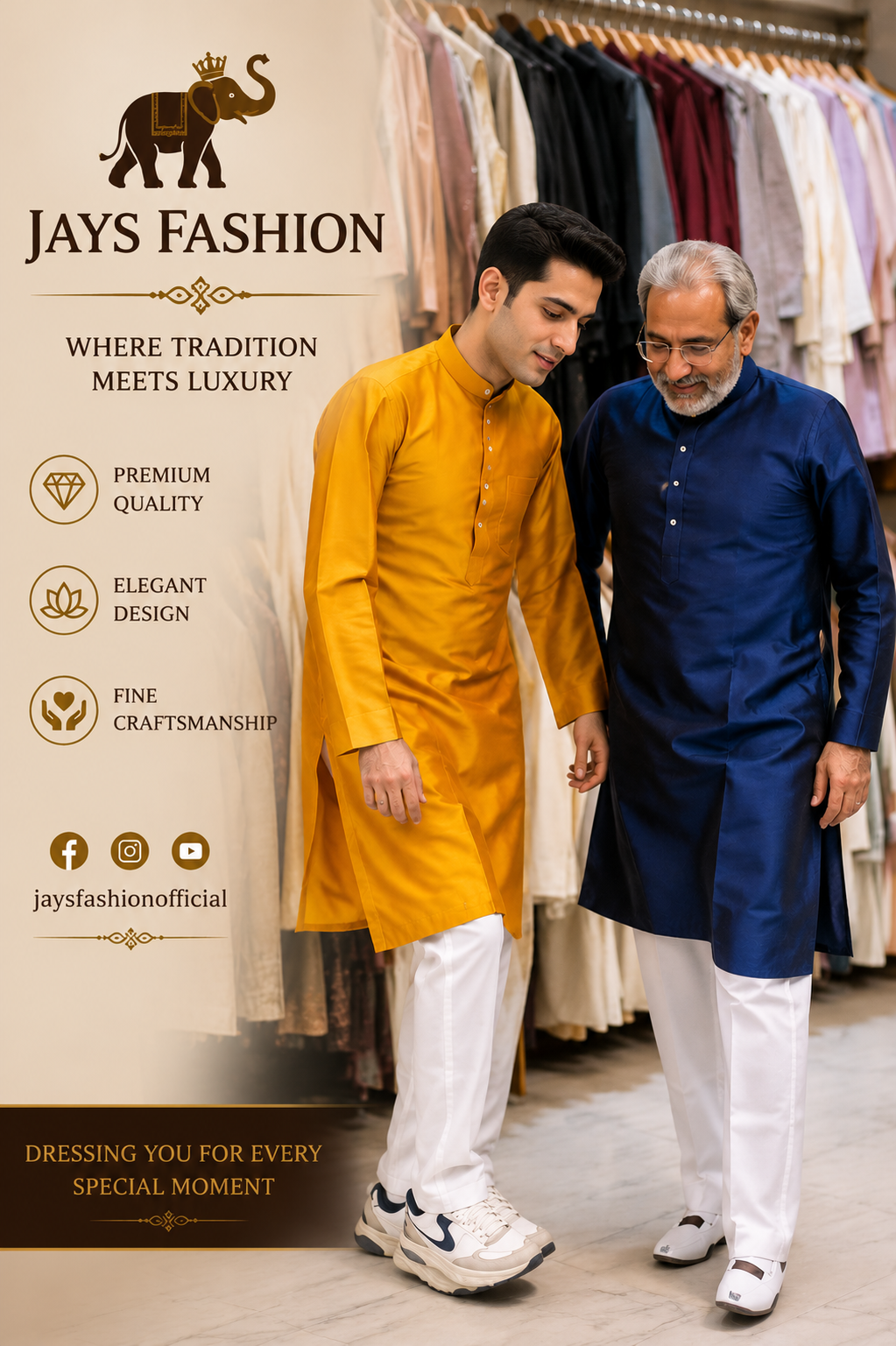 Premium Heren Kurta – Mosterdgeel - Afbeelding 3