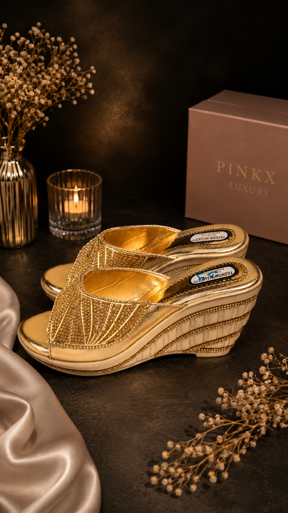 Gouden Dames Slippers met Sleehak 39 - Afbeelding 3