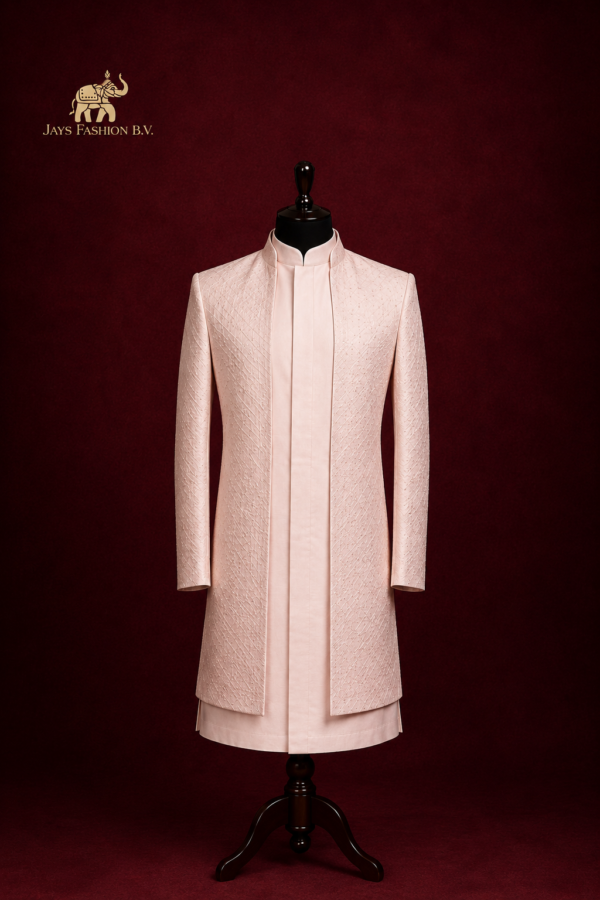 Pink Sherwani – 3 delig in Zacht Roze Maat M/L/XL/XXL