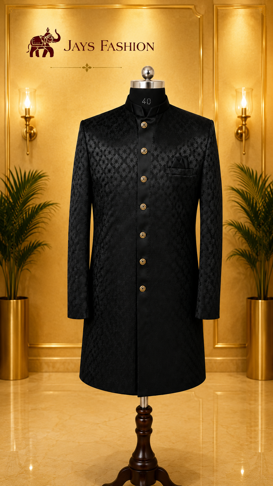 Premium Sherwani - Elegantie in Zwart 44-50