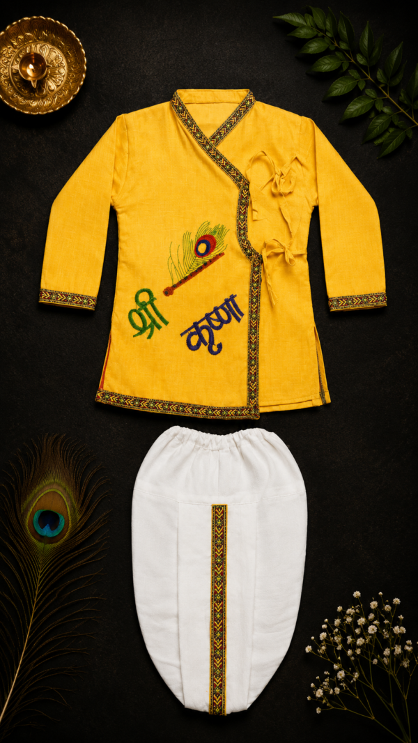 Kinder Krishna Outfit – Geel (3-delige Set)