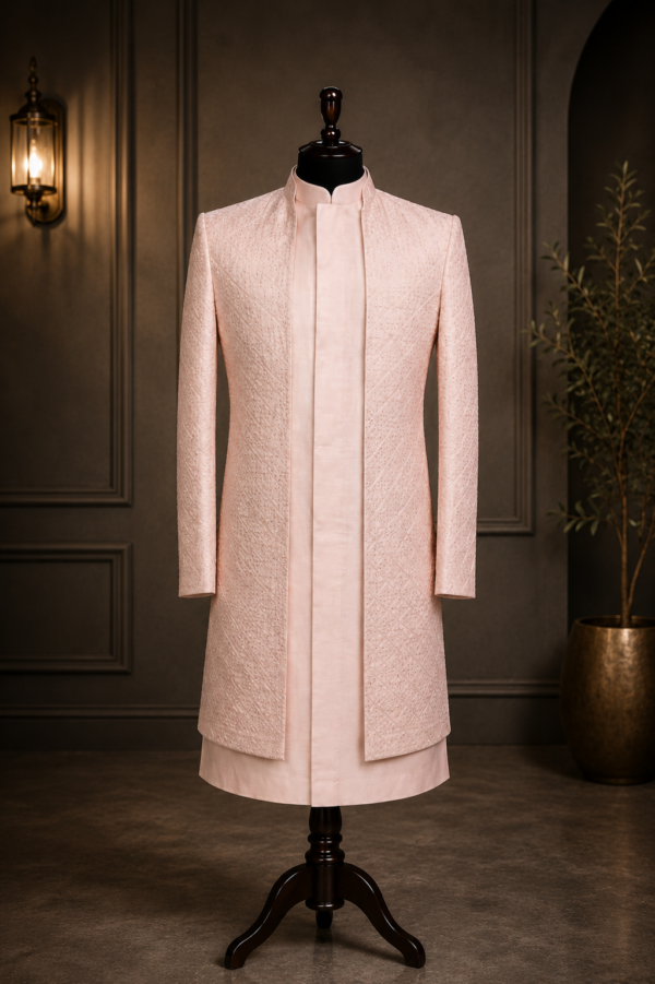 Pink Sherwani – 3 delig in Zacht Roze