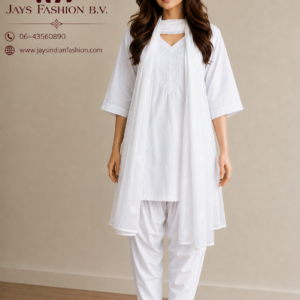 Witte Katoenen Salwar Kameez Dames – XXXL (40-52)