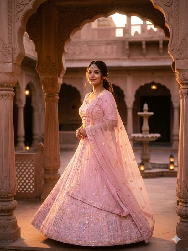 Luxe XXXL (48-52) Blush Roze Bruids Lehenga
